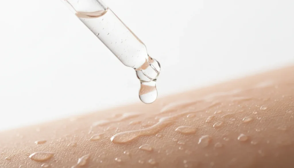 Siero acido ialuronico puro su pelle idratata per skincare viso anti-age