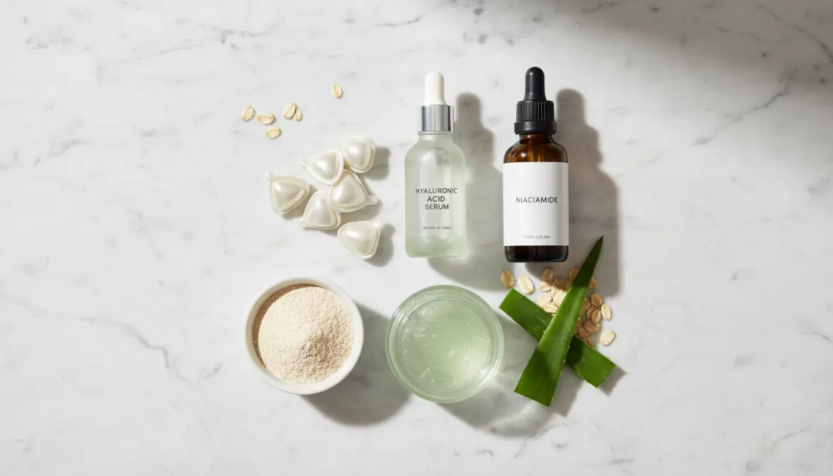 Ingredienti benefici per detergente pelle sensibile: ceramidi, niacinamide e allantoina