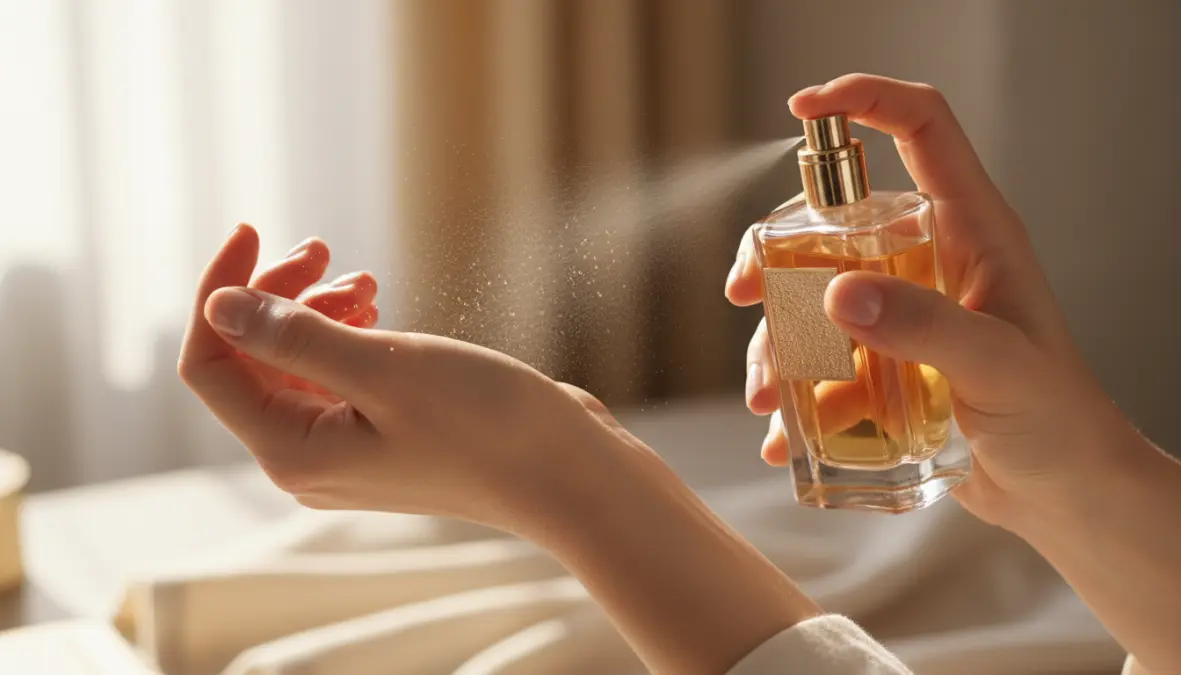 Applicazione corretta del profumo sui punti di pulsazione per maggiore durata della fragranza