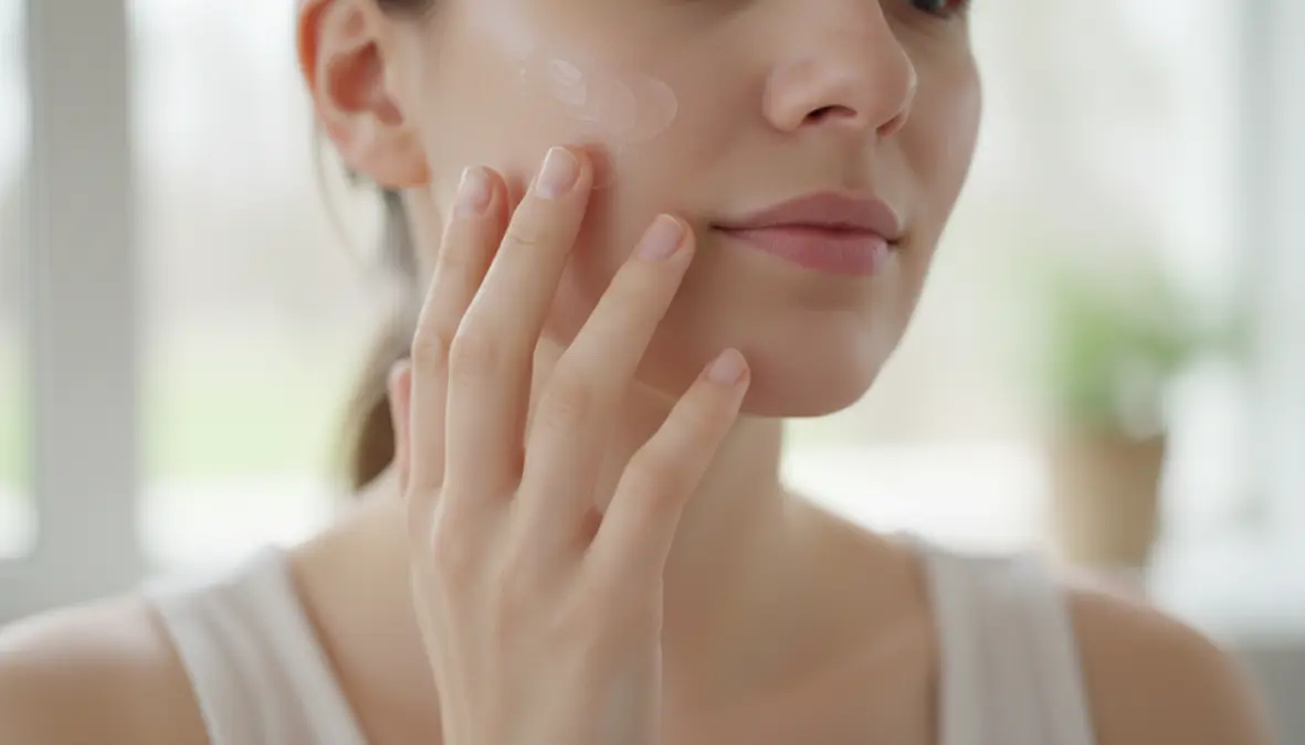 Applicazione di crema idratante leggera per la cura della pelle in primavera